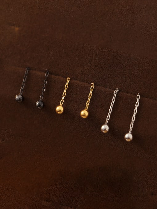 BeiFei Minimalism Silver 925 Sterling Silver Bead Tassel Minimalist Threader Earring 3