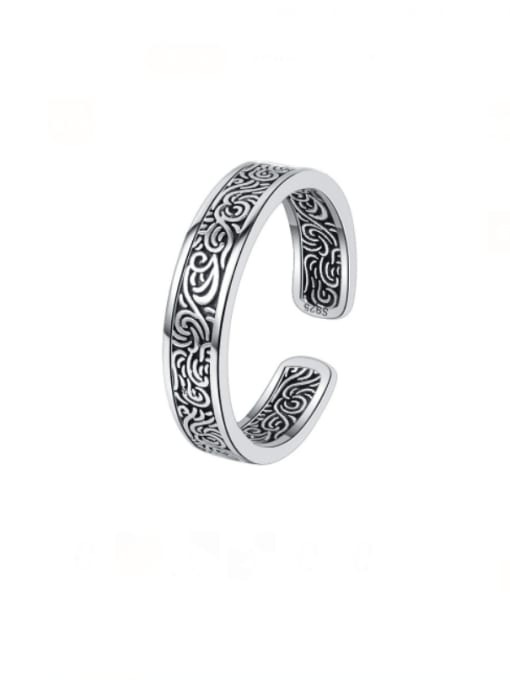 KDP-Silver 925 Sterling Silver Embossed Texture Vintage Band Ring