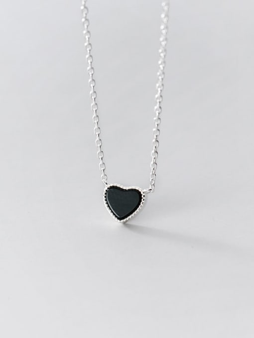 Rosh 925 Sterling Silver Enamel Heart Minimalist Necklace 1