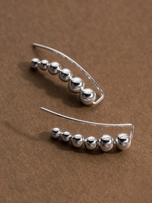 Rosh 925 Sterling Silver Bead Minimalist Hook Earring 2