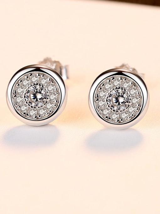 CCUI 925 Sterling Silver Cubic Zirconia  Round Minimalist Stud Earring 1