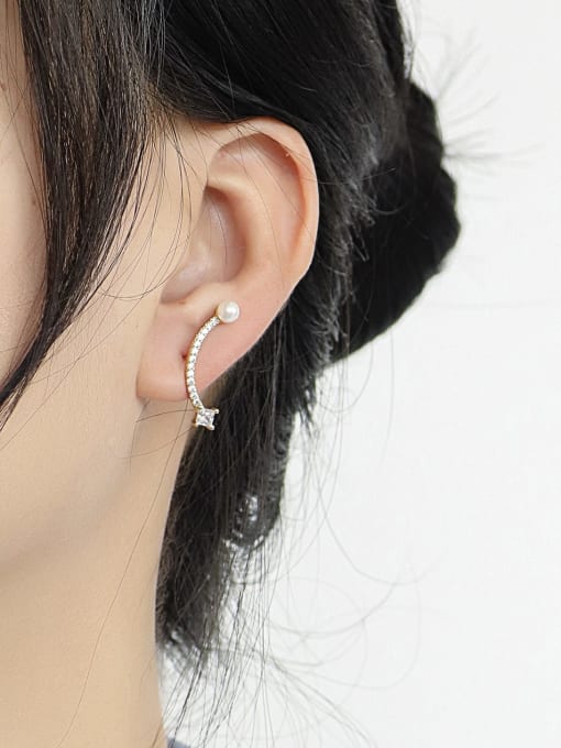 CHARME Brass Cubic Zirconia Irregular Minimalist Stud Earring 1