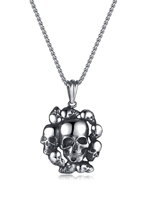 GX2341 single pendant without chain Stainless steel Skull Hip Hop Long Strand Necklace