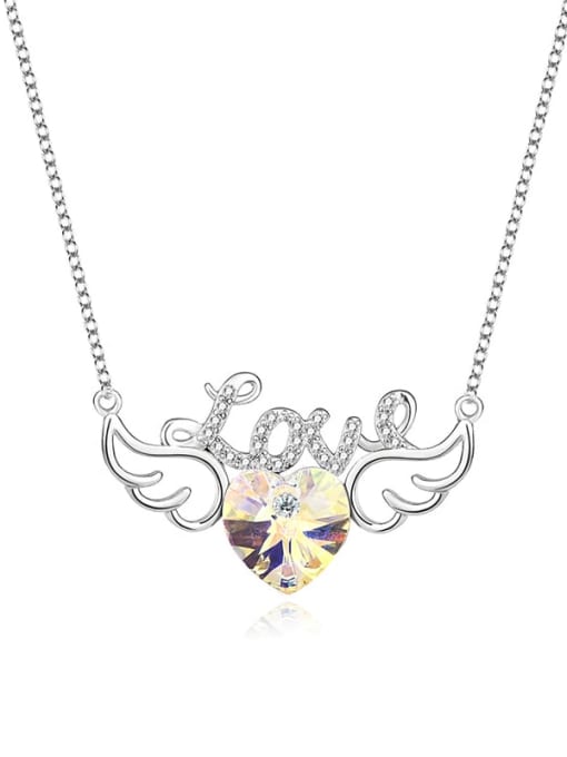 JYXZ 033 (gradient gold) 925 Sterling Silver Austrian Crystal Wing Classic Necklace