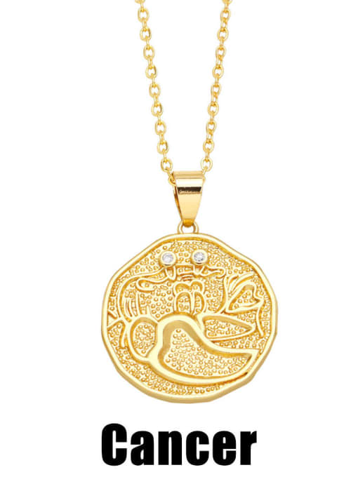 Cancer Brass Constellation Vintage Necklace