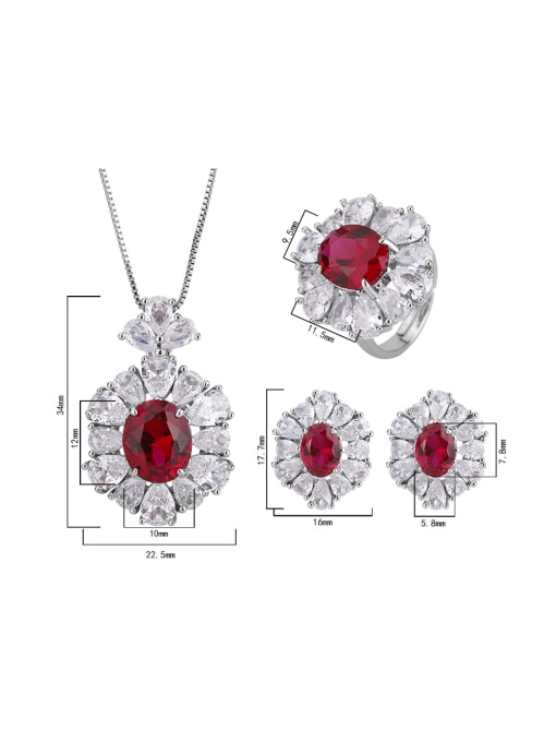 ROSS Brass Cubic Zirconia Luxury Geometric Earring Ring and Necklace Set 3