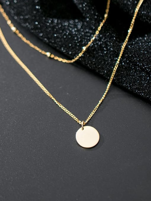 Rosh 925 sterling silver round minimalist Fashion Round Double Chain  necklace 2