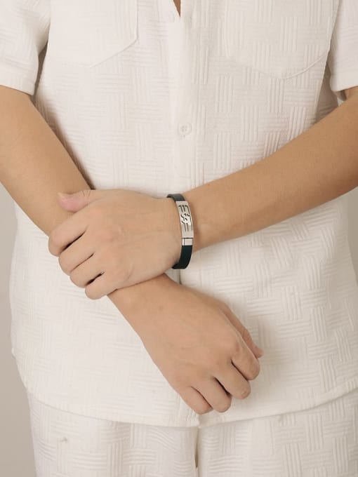 BSL Stainless steel Silicone Heart Minimalist Wristband Bracelet 1