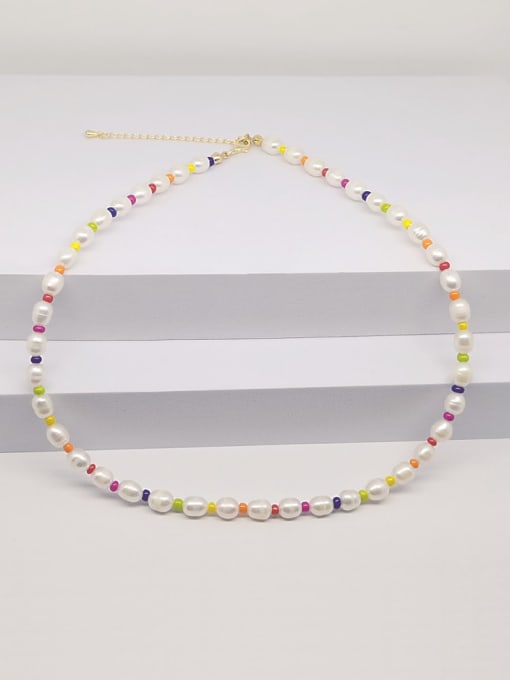 ZZ N200034A Freshwater Pearl Multi Color Miyuki Beads Pure Handmade Necklace