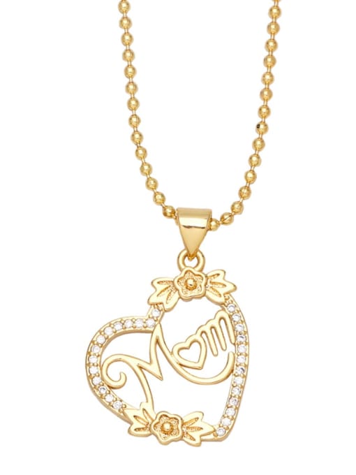 B Brass Cubic Zirconia Letter Vintage Heart Pendnat Necklace