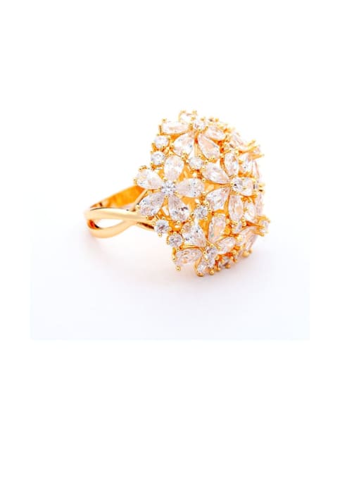BLING SU Copper Cubic Zirconia Flower Luxury Band Ring 0