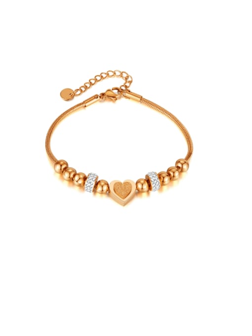GS1452 Steel Bracelet Rose Gold Titanium Steel Heart Hip Hop Link Bracelet