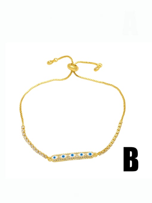 B Brass Cubic Zirconia Geometric Hip Hop Adjustable Bracelet