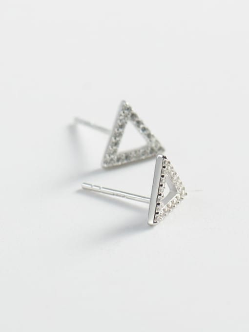 XBOX 925 Sterling Silver Rhinestone Triangle Minimalist Stud Earring 1