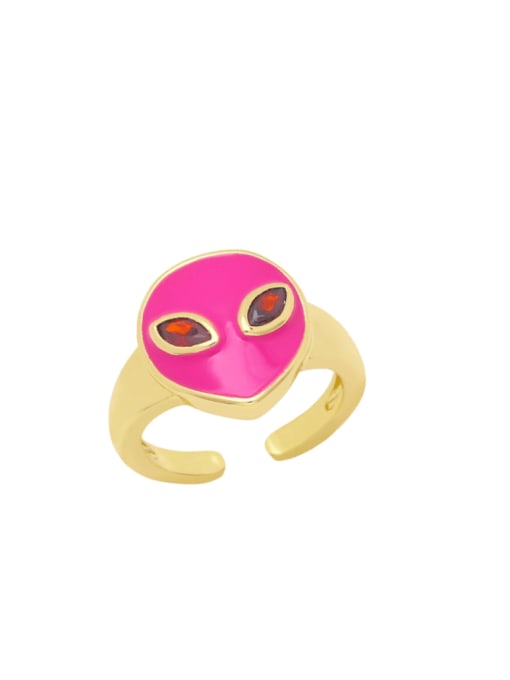 Rose red Brass Enamel Alien Cute Band Ring