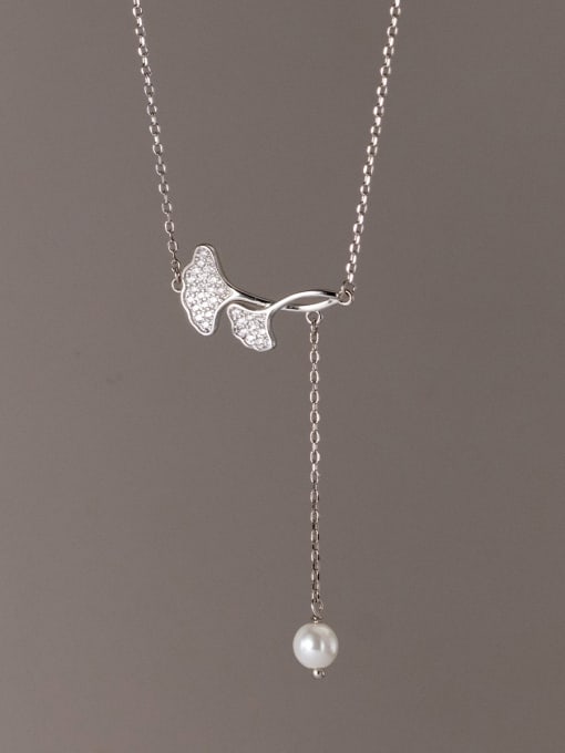 Rosh 925 Sterling Silver Cubic Zirconia Flower Minimalist Tassel Necklace 3