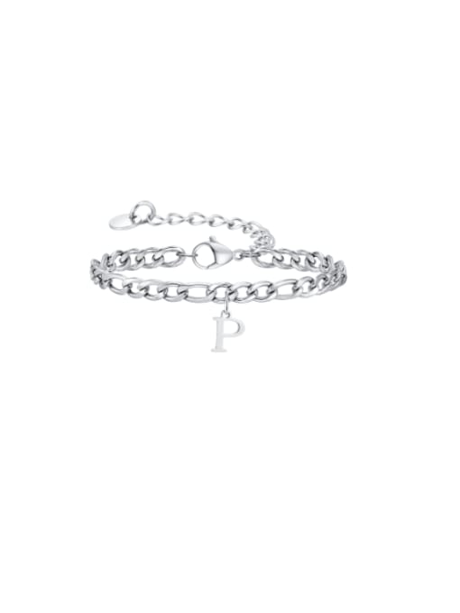 P Stainless steel Letter Hip Hop Link Bracelet