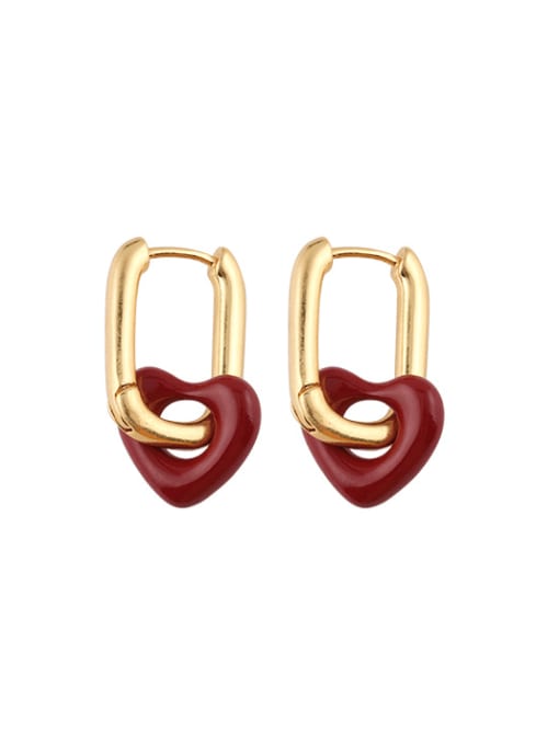 A TEEM Titanium Steel Enamel Heart Minimalist Huggie Earring