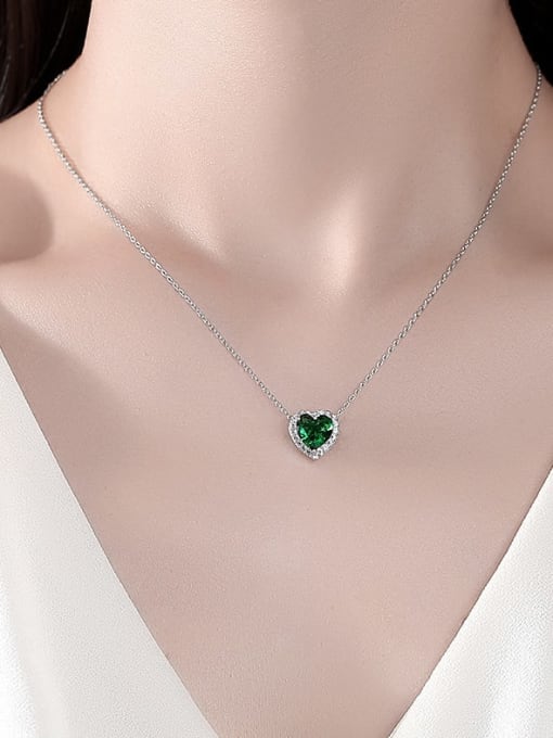 BLING SU Brass Cubic Zirconia Heart Luxury Necklace 1
