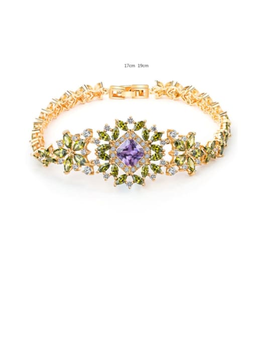 BLING SU Copper Cubic Zirconia Multi Color Flower Luxury Bracelet 2