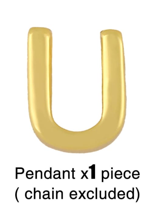 U (without chain) Brass Smooth Minimalist Letter Pendant