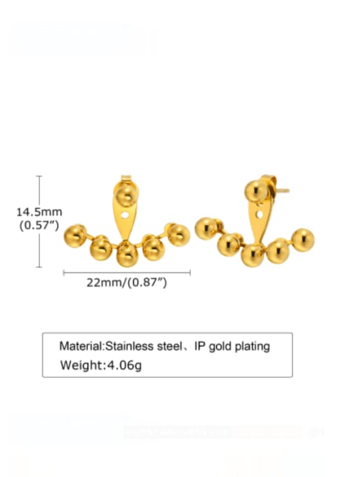 CONG Titanium Steel Bead Geometric Minimalist Stud Earring 3
