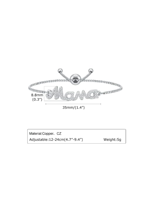 CONG Brass Cubic Zirconia Letter MAMA  Minimalist Adjustable Bracelet 3