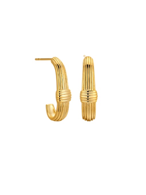 Gold 925 Sterling Silver Geometric Vintage Stud Earring