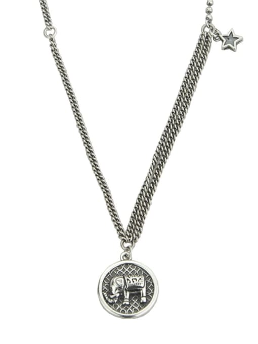 SHUI Vintage  Sterling Silver With Antique Silver Plated Fashion Animal Multi Strand Necklaces 3