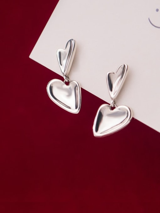 Rosh 925 Sterling Silver Heart Minimalist Drop Earring 2