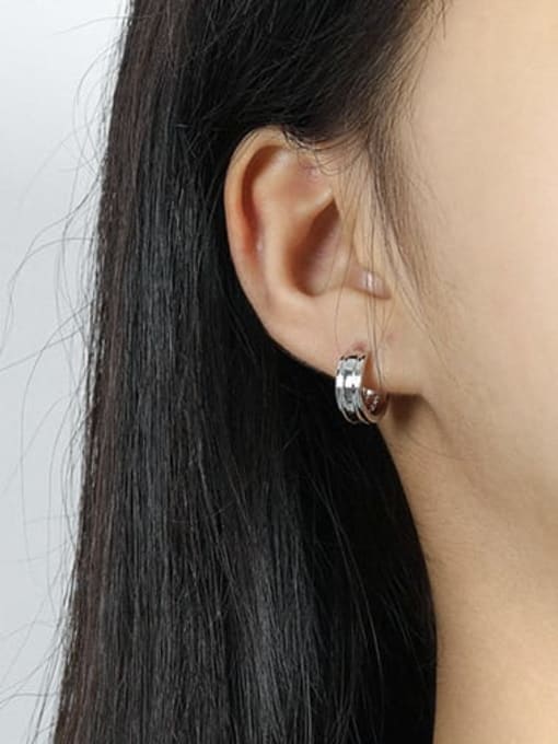 DAKA 925 Sterling Silver Geometric Minimalist Huggie Earring 2