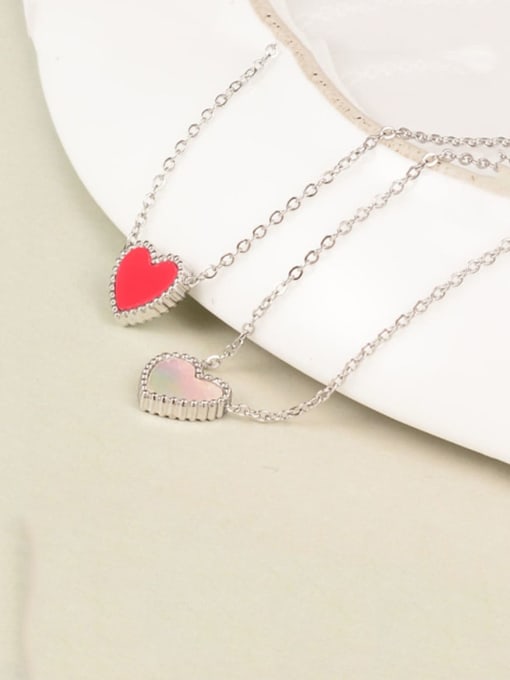 Rose gold red white double sided L111 Titanium Double-Sided Heart Necklace