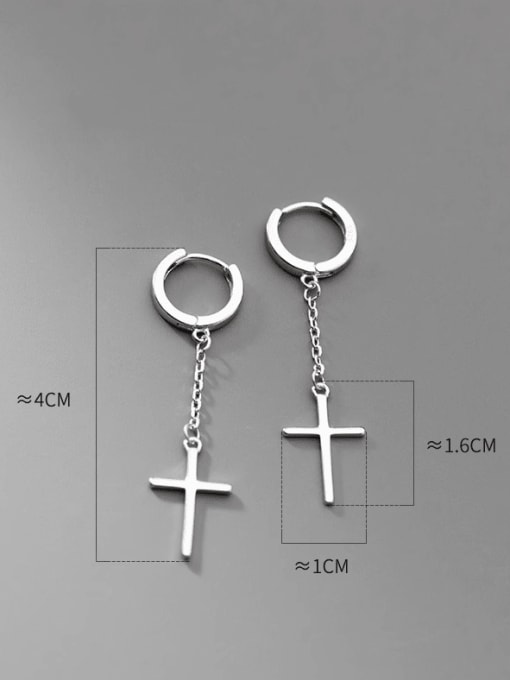 Rosh 925 Sterling Silver Cross Tassel Minimalist Threader Earring 3