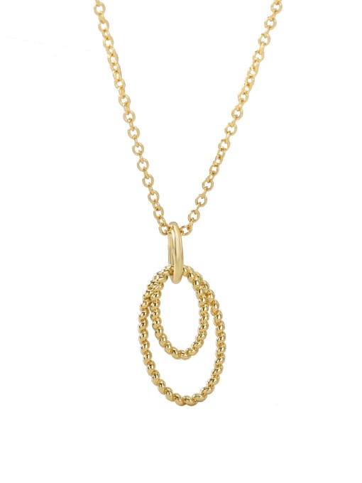 CHARME Brass Gold Fried Dough Twist Double Ring Necklace 0