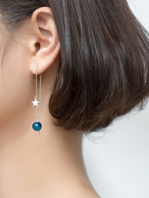 Rosh 925 sterling silver simple synthetic blue crystal earline 2