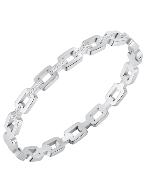 994 Steel Bracelet Titanium Steel Cubic Zirconia Geometric Minimalist Band Bangle