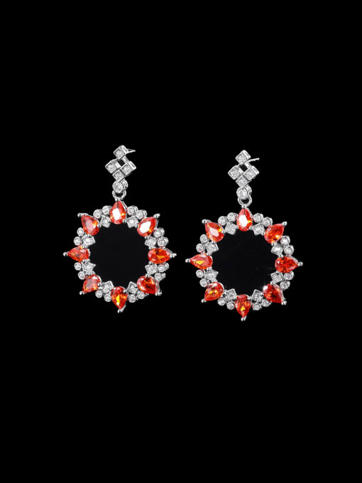 ROSS Brass Cubic Zirconia Geometric Luxury Cluster Earring 0