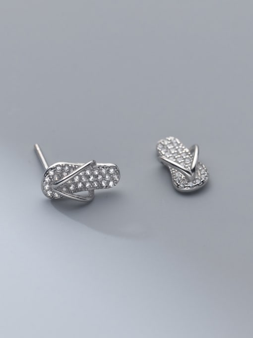 Silver 925 Sterling Silver Cubic Zirconia Geometric Minimalist Drop Earring