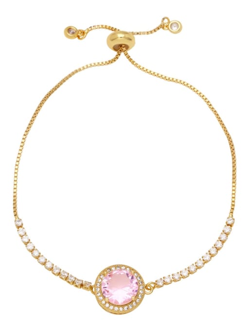 Pink Brass Cubic Zirconia Round Trend Bracelet