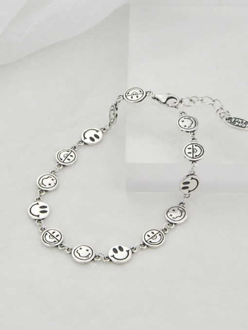 SHUI Vintage Sterling Silver With Platinum Plated Fashion Smiley  Bracelets 1