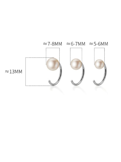 Rosh 925 Sterling Silver Imitation Pearl Geometric Minimalist Hook Earring 3