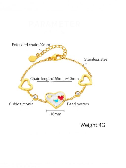 Open Sky Stainless steel Shell Heart Minimalist Link Bracelet 2