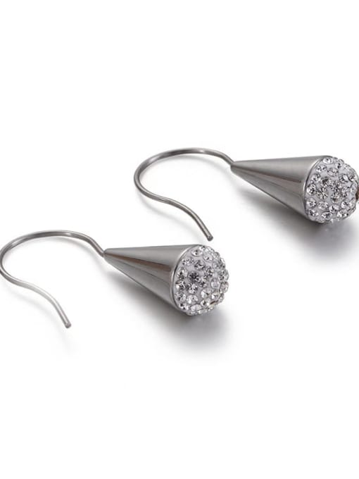 KAKALEN Stainless Steel Rhinestone White Triangle Minimalist Hook Earring 4