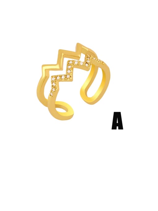 CC Brass Cubic Zirconia Geometric Vintage Band Ring 0