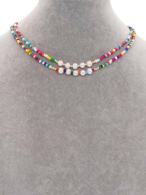 Roxi Brass Multi Color Glass beads Round Bohemia Necklace 1