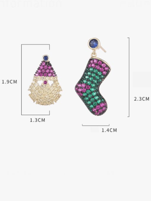 Luxu Brass Cubic Zirconia Trend Christmas elder  Christmas stocking  Cluster Earring 4