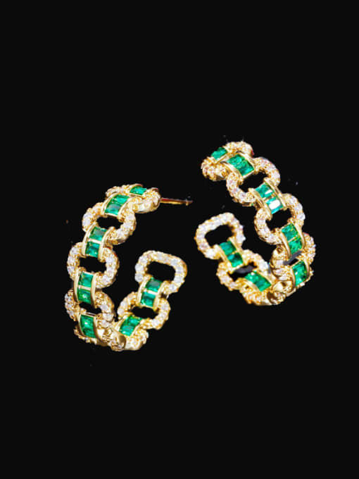 gold Brass Cubic Zirconia Geometric Luxury Stud Earring
