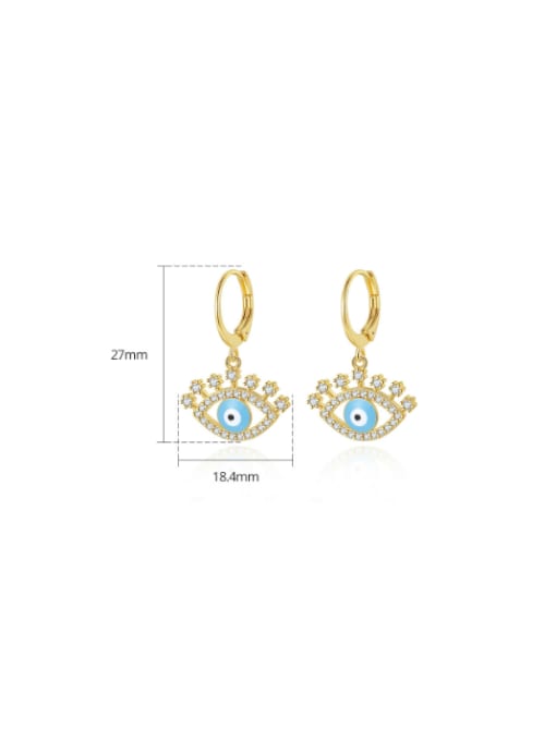 E22042719 WG Brass Cubic Zirconia Evil Eye Minimalist Huggie Earring