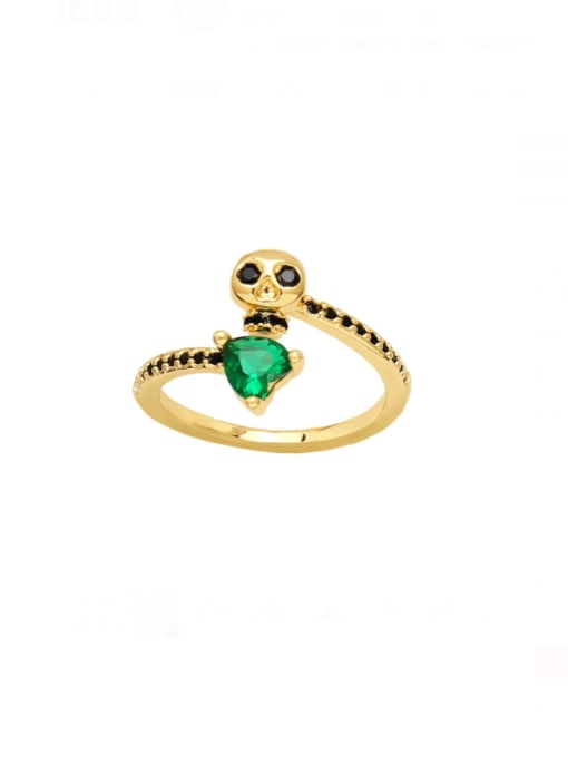 CC Brass Glass Stone Skull Heart Cute Band Ring 4