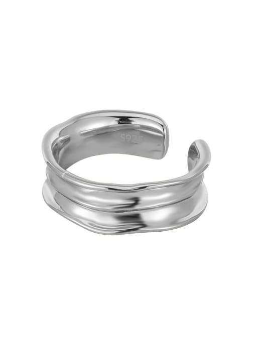 White gold irregular three- 925 Sterling Silver Geometric Minimalist Band Ring